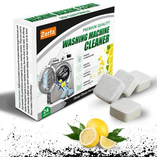 Zerfa Charcoal & Lemon Scented Washing Machine Cleaner Tablets (Pack of 24)