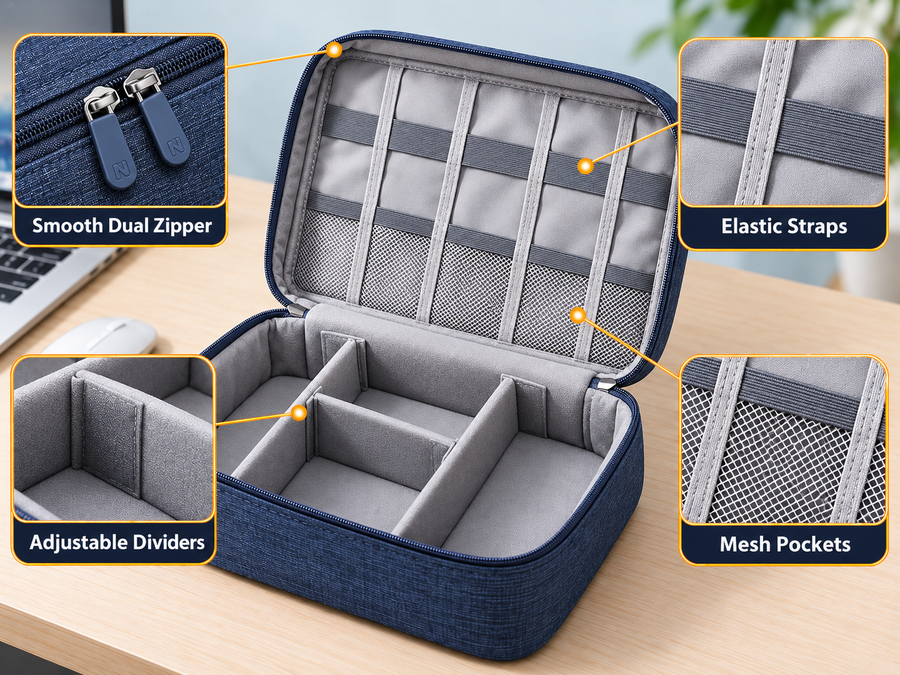 Double Layer Travel Electronics Organizer Bag