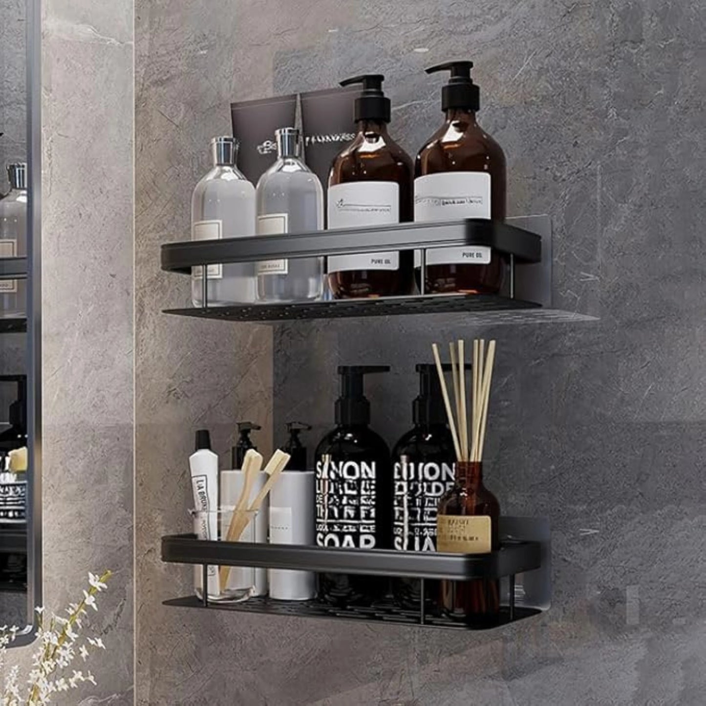Heavy Duty Self-Adhesive Aluminium Bathroom and Kitchen Shelf Rack