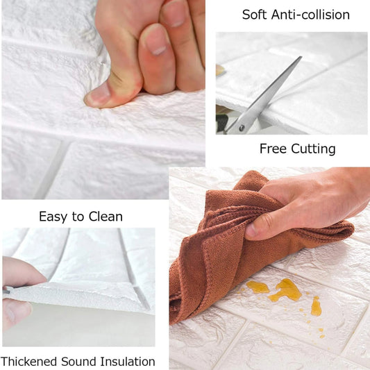 3D White Brick Wall Stickers ( Pack of 1 )