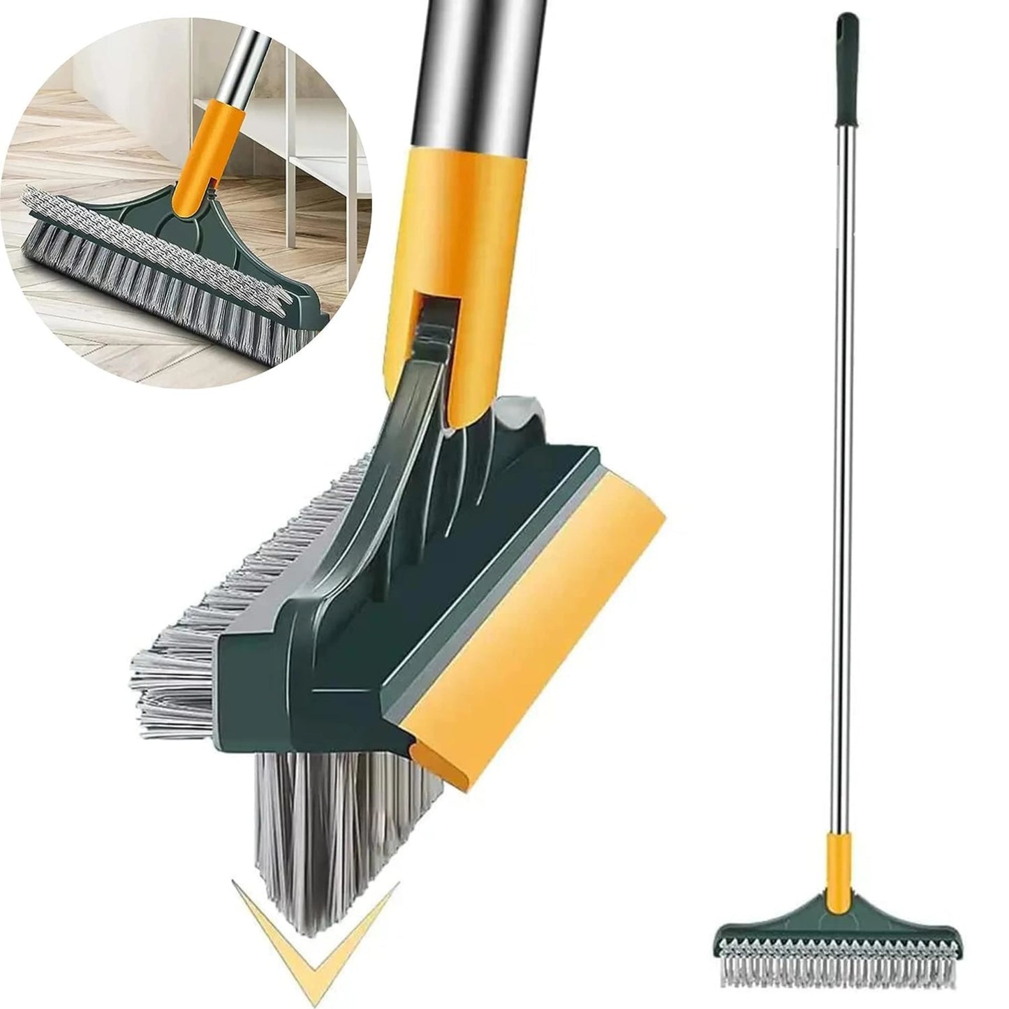 3-in-1 Bathroom Tile Cleaning Brush with Wiper