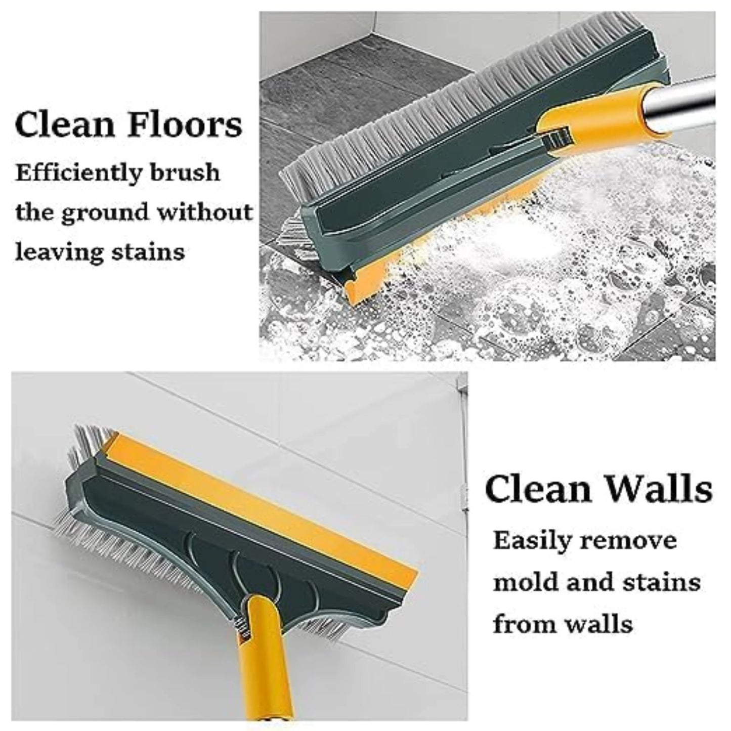 3-in-1 Bathroom Tile Cleaning Brush with Wiper