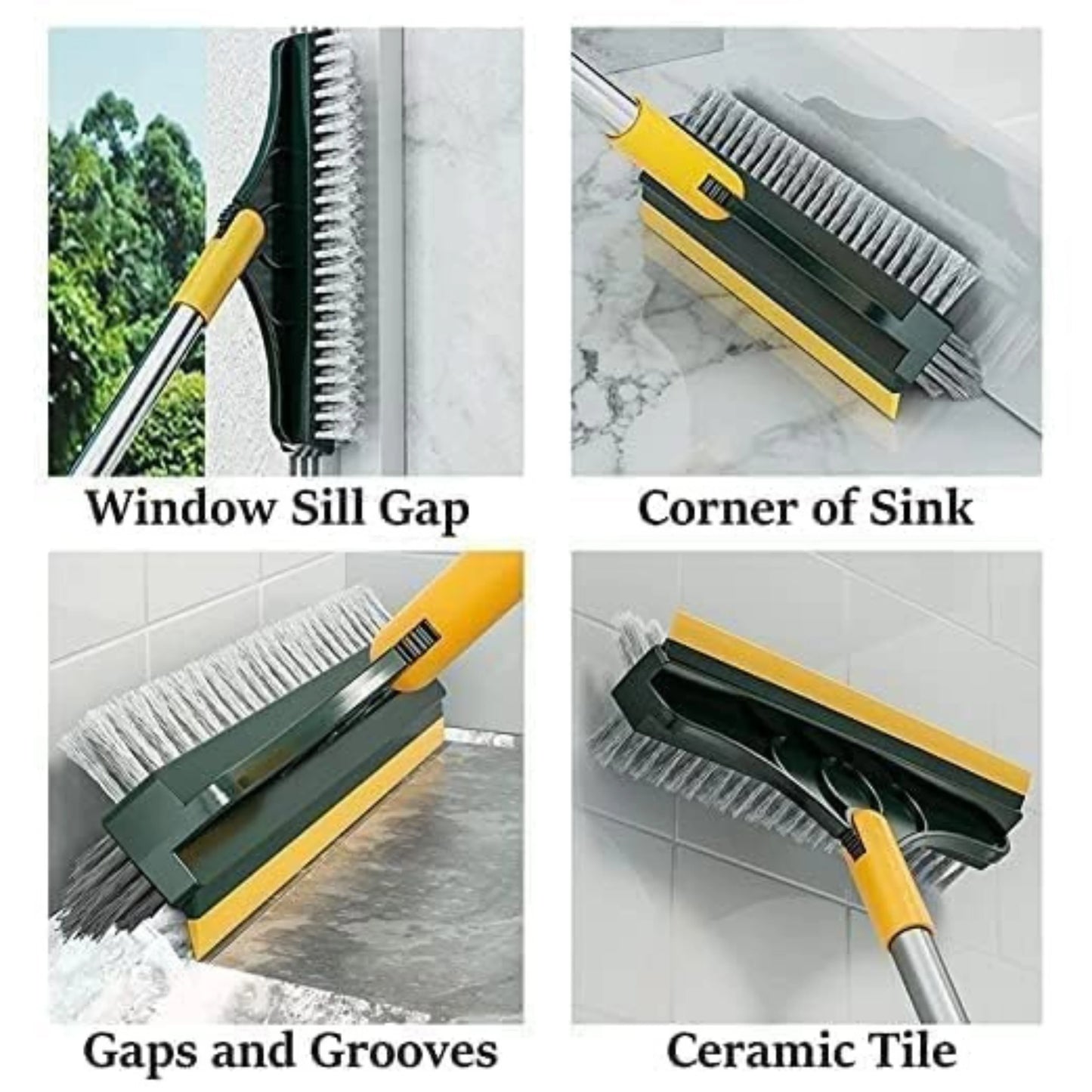 3-in-1 Bathroom Tile Cleaning Brush with Wiper