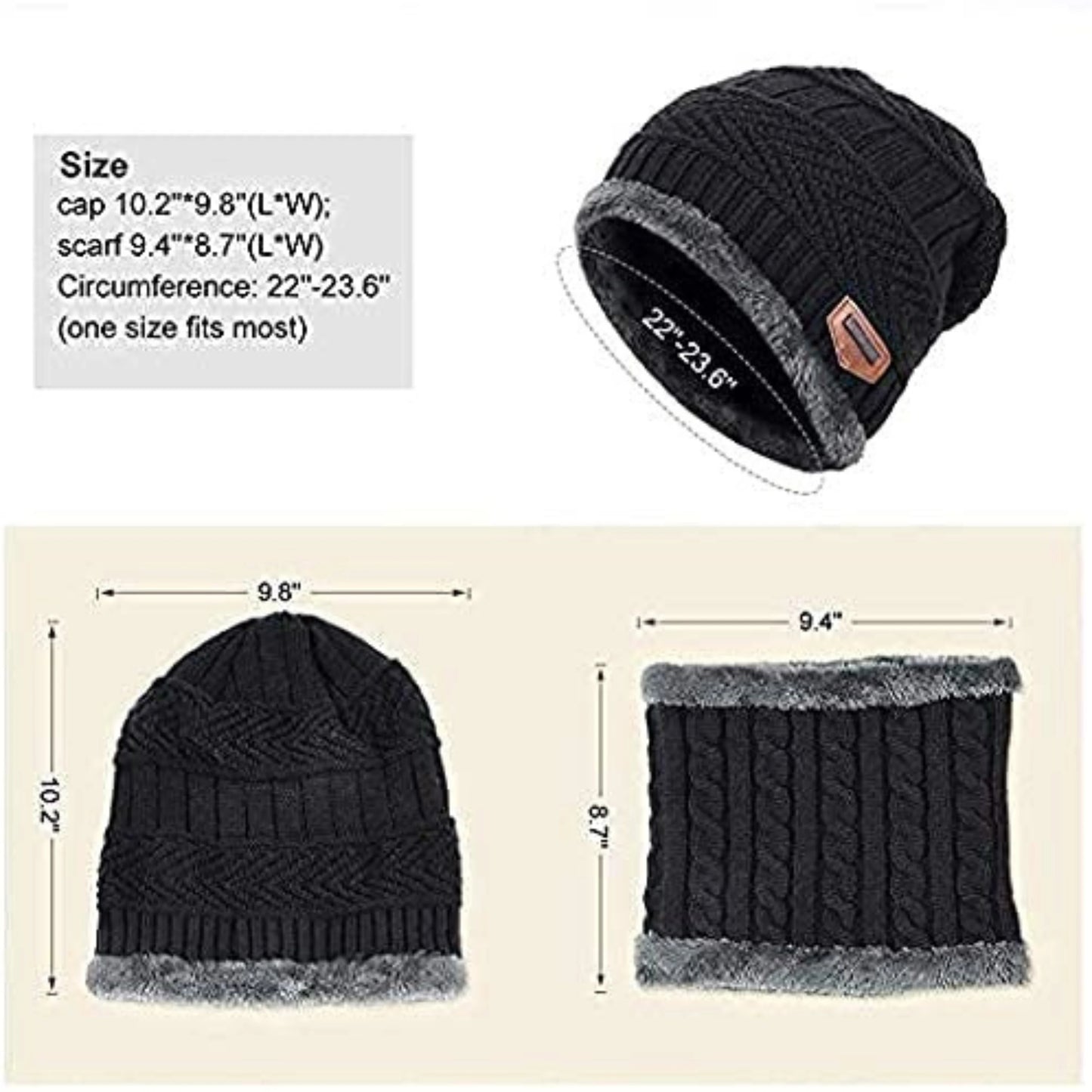 Winter Woolen Hat and Neck Warmer Scarf Set