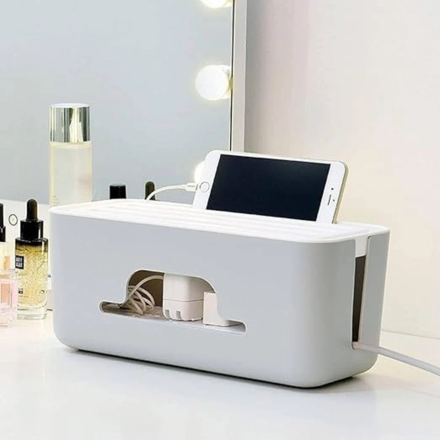 Cable Management and Power Strip Organizer Box