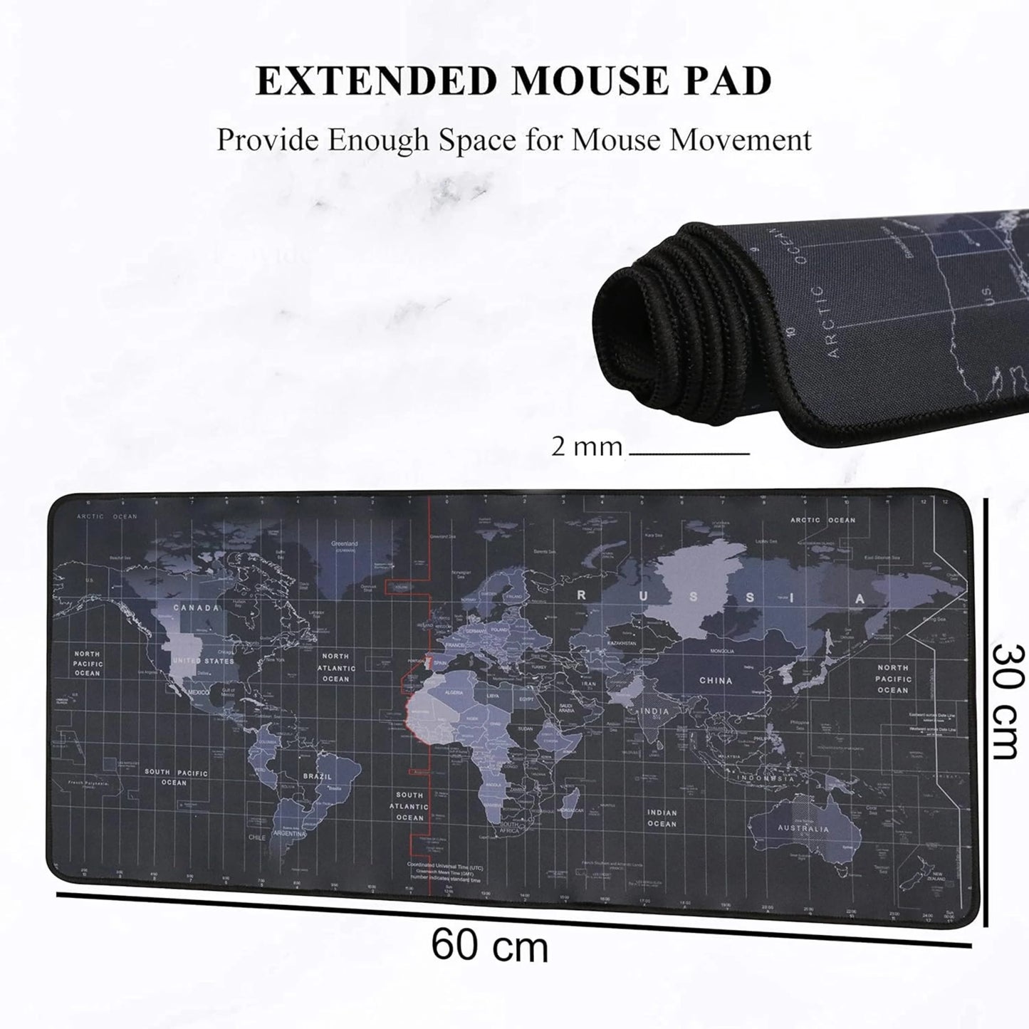 World Map Gaming Mouse Pad
