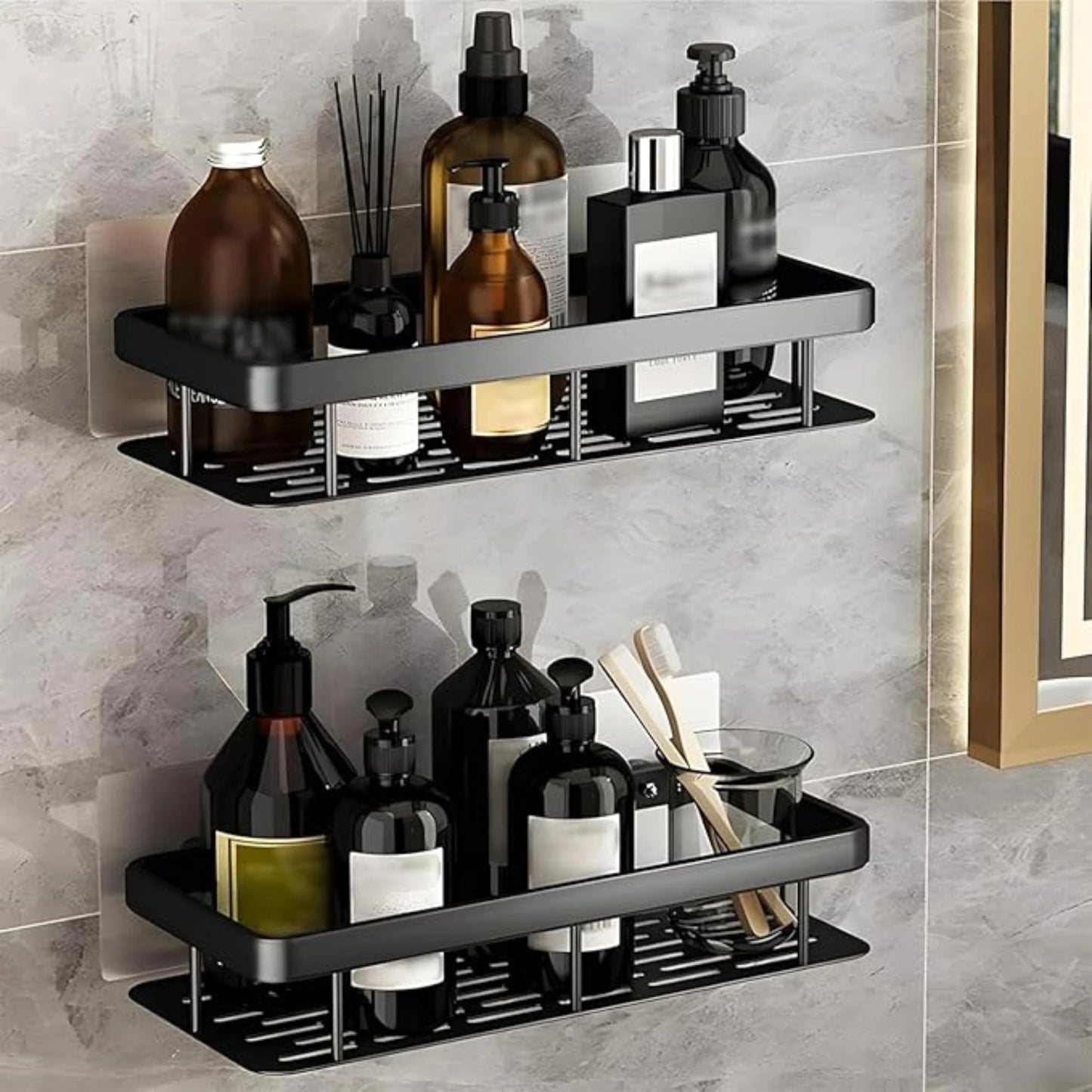 Heavy Duty Self-Adhesive Aluminium Bathroom and Kitchen Shelf Rack