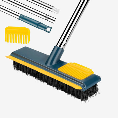2-in-1 Floor Scrub Brush with Wiper for Bathroom and Tile Cleaning