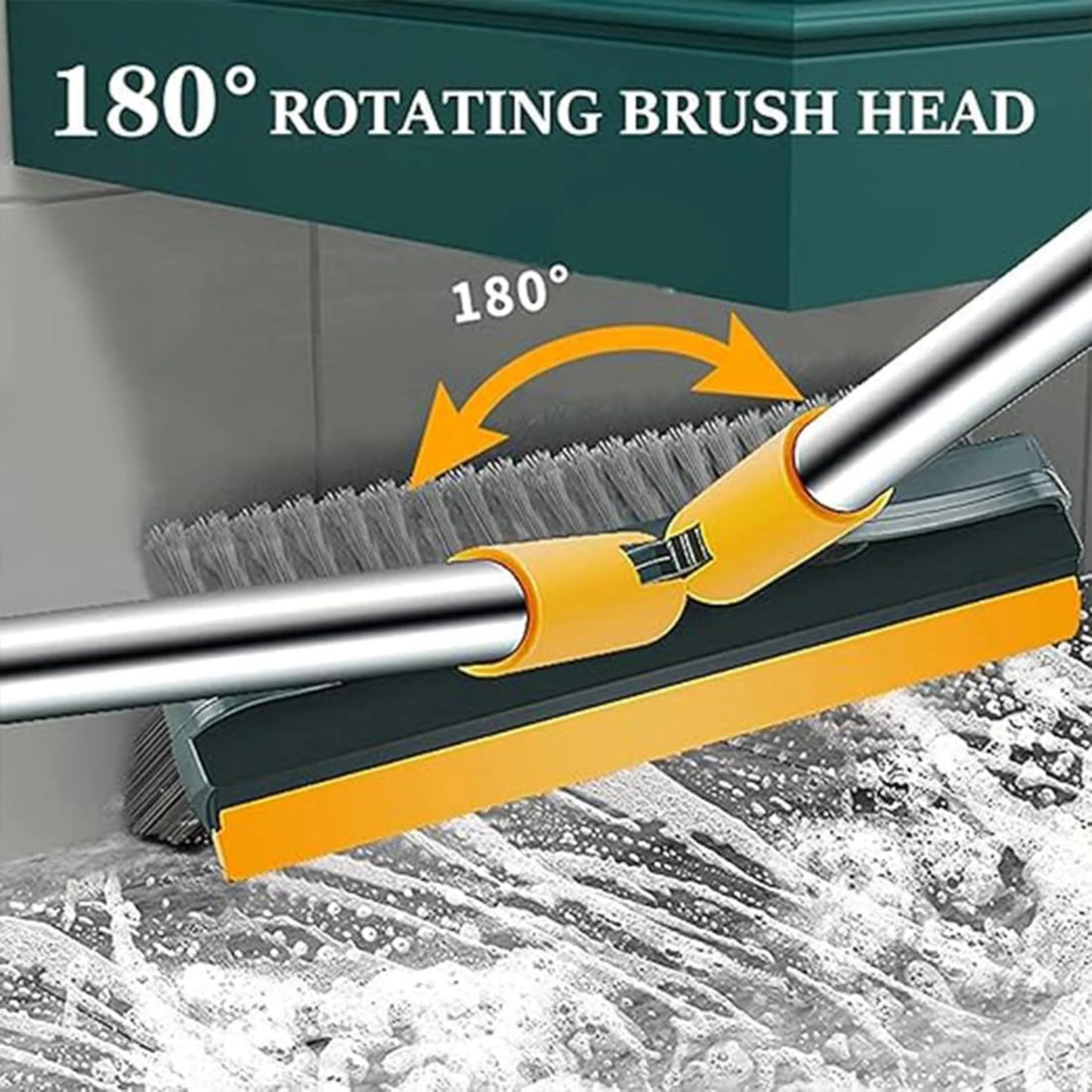 3-in-1 Bathroom Tile Cleaning Brush with Wiper