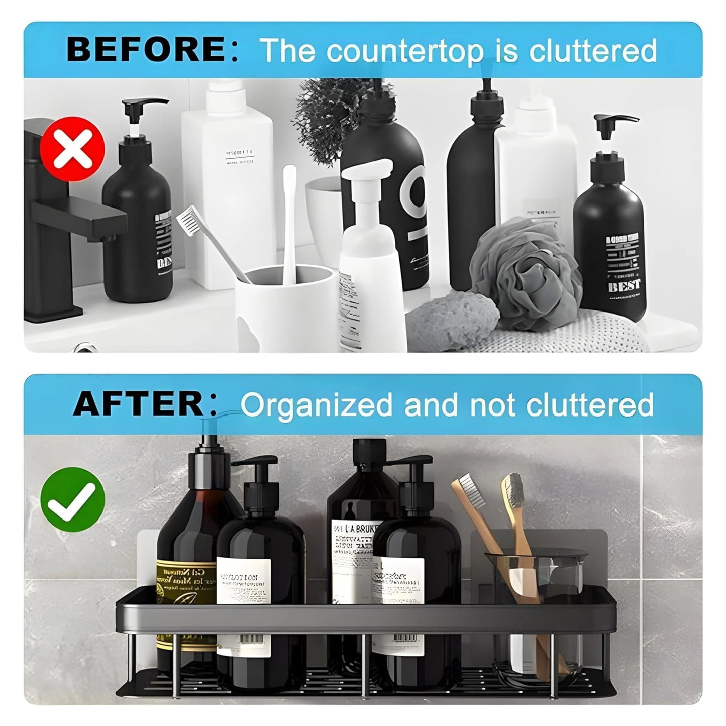Heavy Duty Self-Adhesive Aluminium Bathroom and Kitchen Shelf Rack