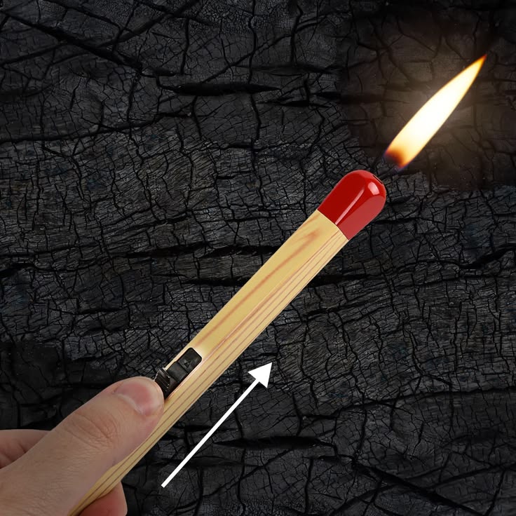 Matchstick Lighter, Long Handle Refillable Butane Gas Flame Lighter for Kitchen Stove, Candles, BBQ & Camping, Compact & Portable