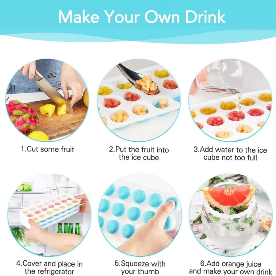 Silicone Round Pop Up Ice Cube Mould Tray, BPA-Free Design