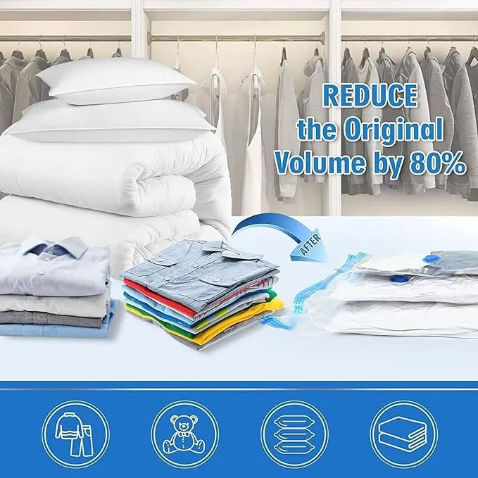 Vacuum Storage Bags (Pack of 5) | Reusable Compression Bags for Storage