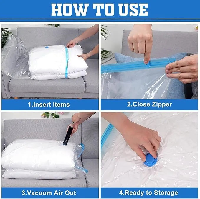 Vacuum Storage Bags (Pack of 5) | Reusable Compression Bags for Storage