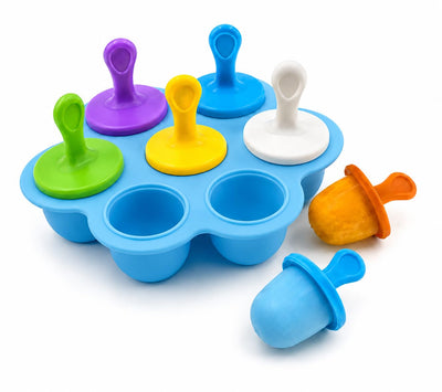 7 Cavities Silicone Popsicle Mould with Colorful Sticks, BPA-Free Reusable Kulfi & Ice Pop Maker for Juice, Yogurt & Frozen Desserts
