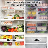 Fridge Storage Containers, Airtight Food Storage Boxes with Drain Lid
