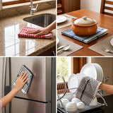 12 Pcs Cotton Kitchen Cloth & Napkin Set, 55 × 40 cm Reusable Dish Cloths for Cleaning, Wiping, Drying, Dusting & Multipurpose Kitchen Use