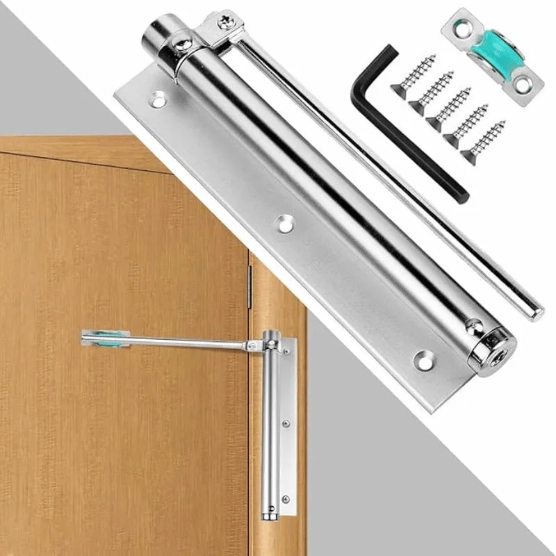 Automatic Door Closer with Adjustable Spring Tension