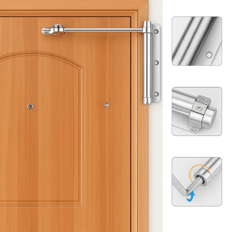 Automatic Door Closer with Adjustable Spring Tension
