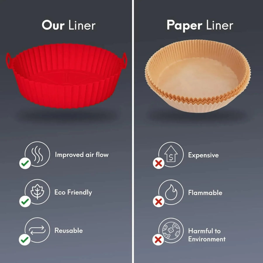 Silicone Air Fryer Liner with Handles | Flexible, Durable & Reusable