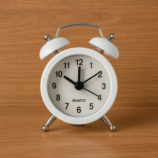 Twin Bell Table Clock (White)