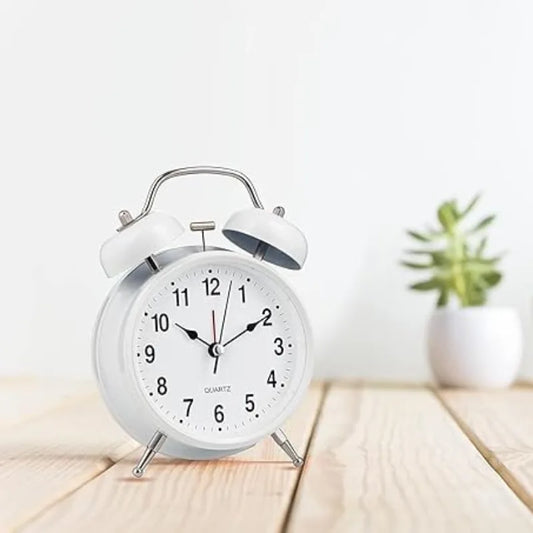 Twin Bell Table Clock (White)