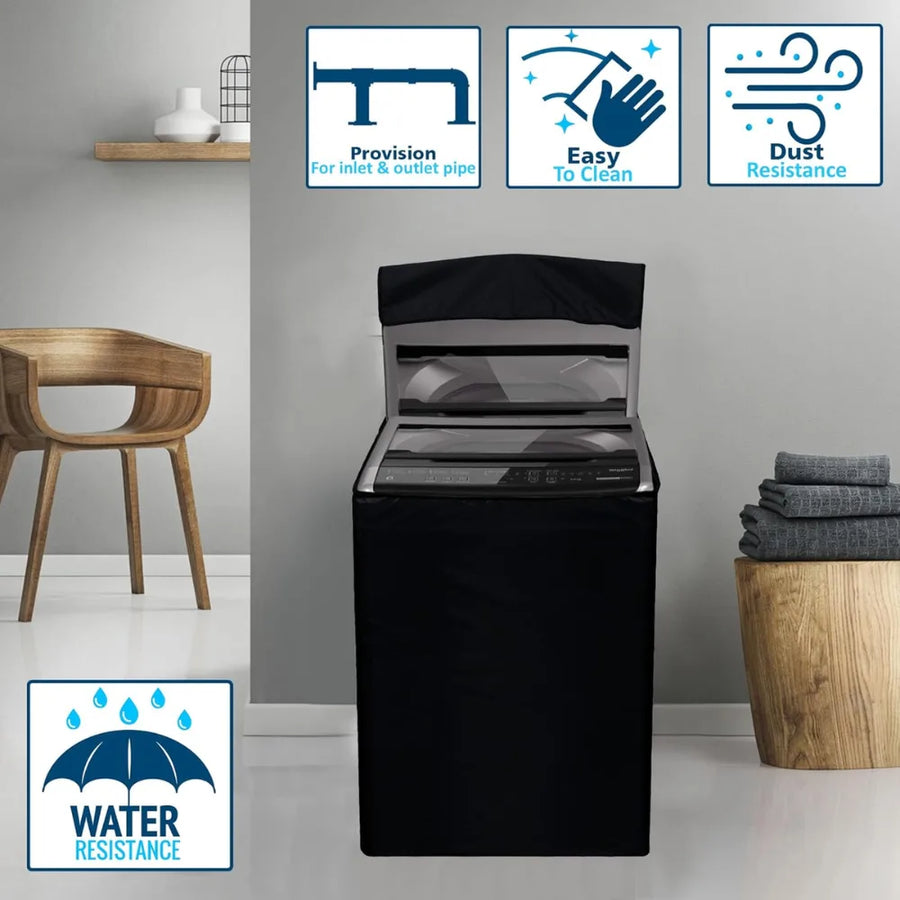 Washing Machine Cover for 6 Kg, 6.5 Kg, 7 Kg and 7.5 Kg (Black)