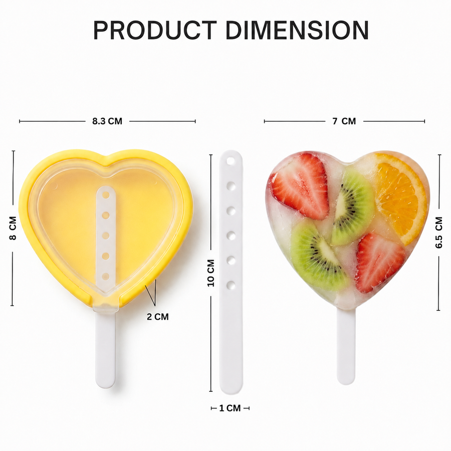 Set of 4 Heart-Shaped Silicone Popsicle Moulds, BPA-Free Reusable Non-Stick Candy Molds with Sticks for Ice Cream, Chocolate, Jelly & Cake Pops