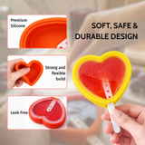 Set of 4 Heart-Shaped Silicone Popsicle Moulds, BPA-Free Reusable Non-Stick Candy Molds with Sticks for Ice Cream, Chocolate, Jelly & Cake Pops