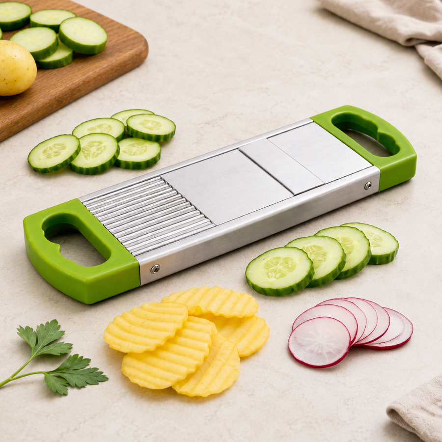Stainless Steel Potato Slicer Machine & Vegetable Cutter, Lightweight Manual Chips Maker for Potato, Salad, Vegetable & Fruit Slicing