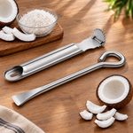 Coconut Scraper & Coconut Slicer Cutter Tool, Stainless Steel 2-Piece Coconut Grater