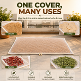 Cotton Drying Cloth with Breathable Net Cover, Washable & Reusable Food Drying Sheet for Papad, Vadagam, Spices, Millets & Grains