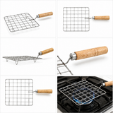 Stainless Steel Square Roaster Jali with Wooden Handle for Gas Stove, Papad, Roti, Chapati, Paneer & Vegetable Roasting
