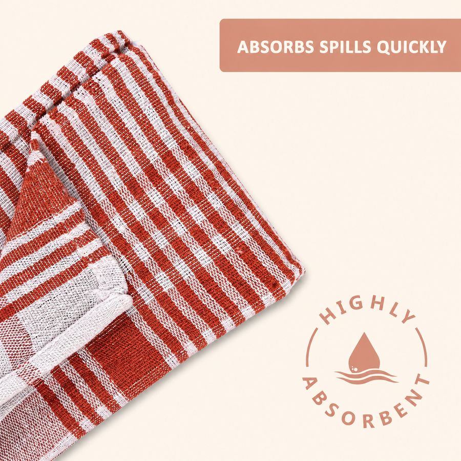 12 Pcs Cotton Kitchen Cloth & Napkin Set, 55 × 40 cm Reusable Dish Cloths for Cleaning, Wiping, Drying, Dusting & Multipurpose Kitchen Use