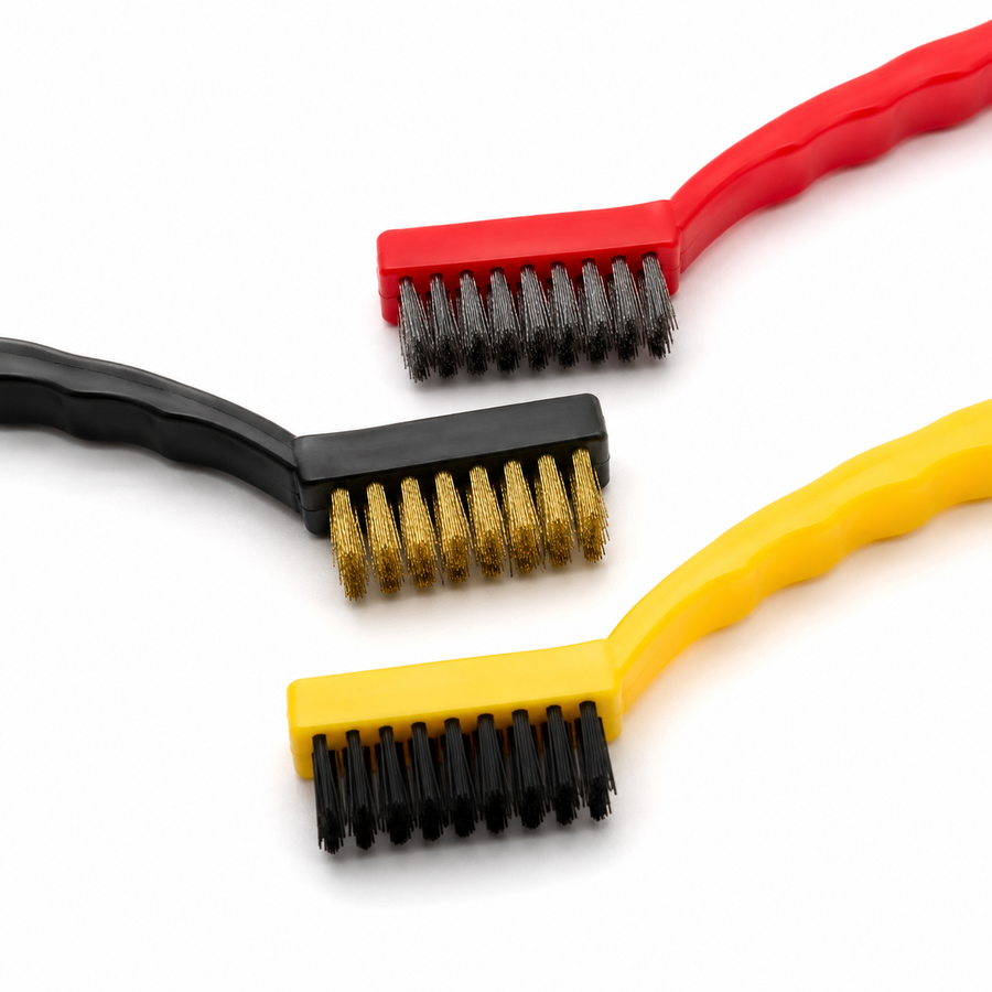 Set of 5 Cleaning Brushes with Stainless Steel, Brass & Nylon Bristles for Gas Stove, Burners, Chimney, Sink & Bathroom Gaps