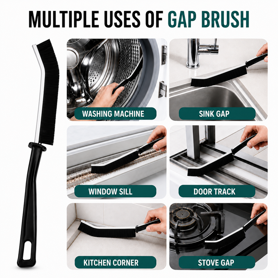 Set of 5 Cleaning Brushes with Stainless Steel, Brass & Nylon Bristles for Gas Stove, Burners, Chimney, Sink & Bathroom Gaps