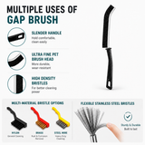Set of 5 Cleaning Brushes with Stainless Steel, Brass & Nylon Bristles for Gas Stove, Burners, Chimney, Sink & Bathroom Gaps