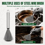 Set of 5 Cleaning Brushes with Stainless Steel, Brass & Nylon Bristles for Gas Stove, Burners, Chimney, Sink & Bathroom Gaps