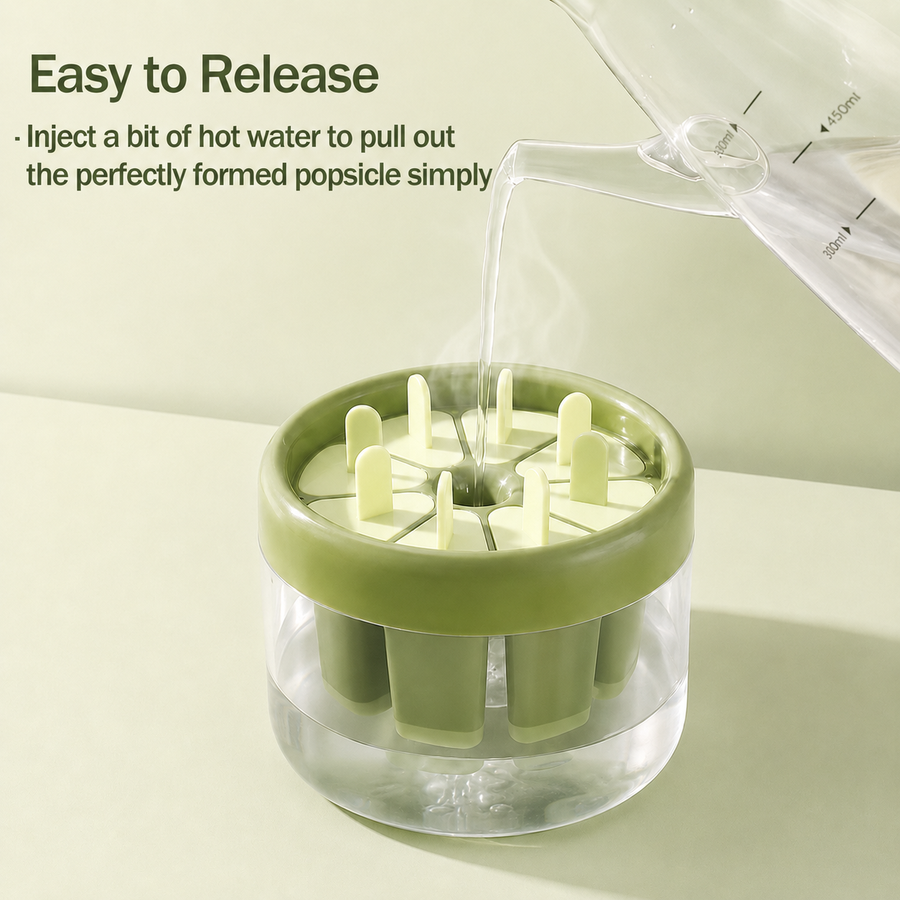 8 Pcs Ice Cream Kulfi Mould, BPA Free Food Grade Reusable Round Ice Box Container, Quick Release Homemade Popsicle & Fruit Ice Pop Maker