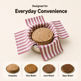 Pack of 2 Cotton Roti Cover, Reusable Double Layer Chapati Cloth Wrap with Flaps for Casserole & Hot Case, Multicolor