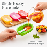 4 Pcs Oval Silicone Kulfi & Ice Candy Moulds with Sticks, BPA-Free Reusable Popsicle & Ice Cream Molds for Juice, Yogurt & Fruit Treats