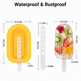 4 Pcs Oval Silicone Kulfi & Ice Candy Moulds with Sticks, BPA-Free Reusable Popsicle & Ice Cream Molds for Juice, Yogurt & Fruit Treats