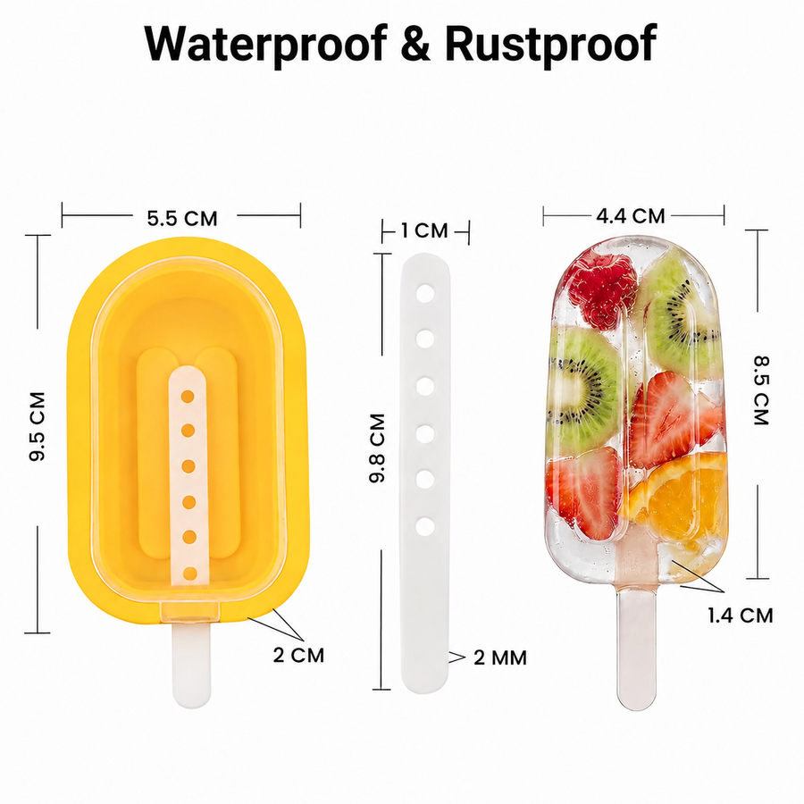 4 Pcs Oval Silicone Kulfi & Ice Candy Moulds with Sticks, BPA-Free Reusable Popsicle & Ice Cream Molds for Juice, Yogurt & Fruit Treats