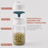 Sprout Maker Jar 1100ml with Mesh Drain Lid & Stand, Seed Sprouting Jar for Moong, Chana, Methi, Lentils, Beans & Seeds