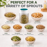 Sprout Maker Jar 1100ml with Mesh Drain Lid & Stand, Seed Sprouting Jar for Moong, Chana, Methi, Lentils, Beans & Seeds