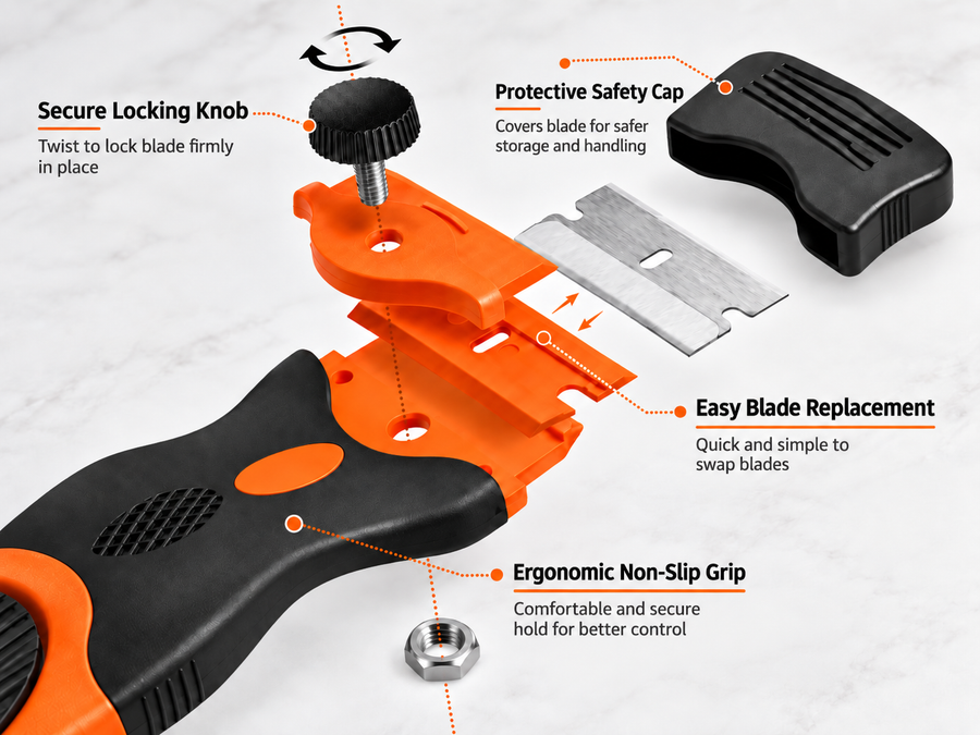 Glue Remover Cleaning Scraper Tool with 5 Plastic & 5 Metal Blades