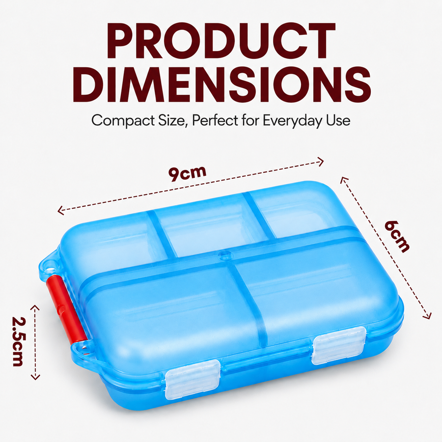 Pill Box with 10 Compartments, Small Portable Medicine Organizer for Travel, Tablets, Vitamins & Supplements, Pink