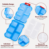 Pill Box with 10 Compartments, Small Portable Medicine Organizer for Travel, Tablets, Vitamins & Supplements, Pink