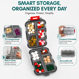 Pill Box with 10 Compartments, Small Portable Medicine Organizer for Travel, Tablets, Vitamins & Supplements, Pink