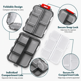 Pill Box with 10 Compartments, Small Portable Medicine Organizer for Travel, Tablets, Vitamins & Supplements, Pink
